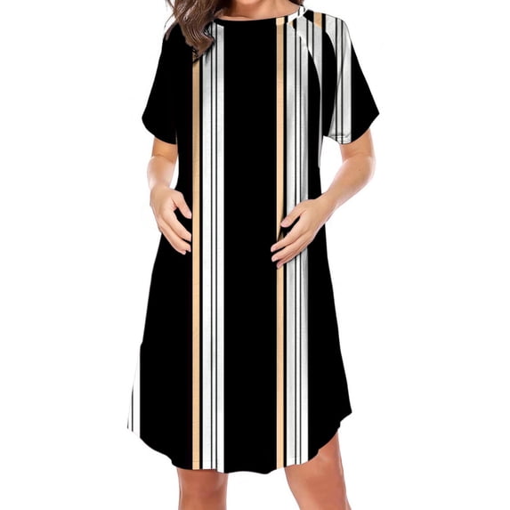 Neewe Women's Nursing Dress Short Sleeve Hidden Zipper Maternity Side Zippered Breastfeeding Dress