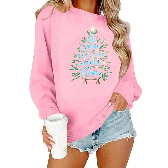 Neewe Women's Oversized Sweatshirt Christmas Crewneck Long Sleeve Casual Loose Pullover Tops