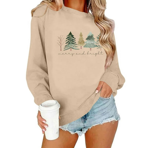 Neewe Women's Oversized Sweatshirt Christmas Crewneck Long Sleeve Casual Loose Pullover Tops