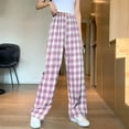 thumbnail image 1 of Neewe Women's Plaid Stretchy Wide Leg Palazzo Lounge Pants Casual Comfy High Waist Palazzo Pants, 1 of 9