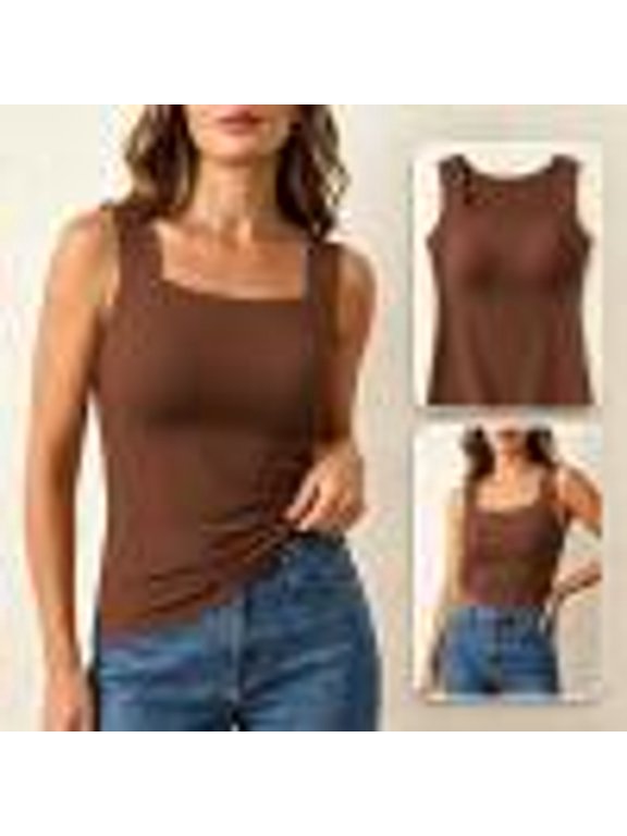 Women's Plain Sleeveless Tank Top with Chest Cushion Soft Stretch Polyamide Elastane S to XXXXXXL for Daily Casual Home and Sleep Wear