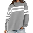 thumbnail image 1 of Neewe Women's Plus Size Tops Striped Long Sleeve Round neck T Shirts Color Block Casual Tunics Tee Shirt, 1 of 6