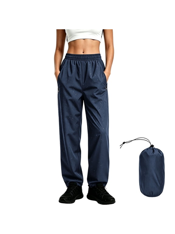 Women's Rain Pants Over Pants Waterproof Lightweight Packable Rain Pants Windproof Hiking Pants for Outdoor