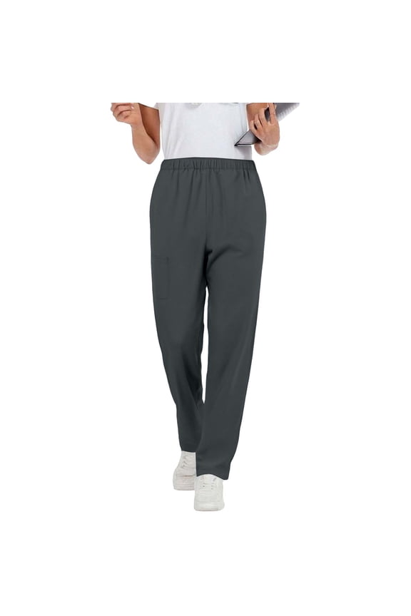 Women's Scrub Pants Plain Straight Leg Pull-on Cargo Pant with Pockets & 2-Way Stretch Fabric