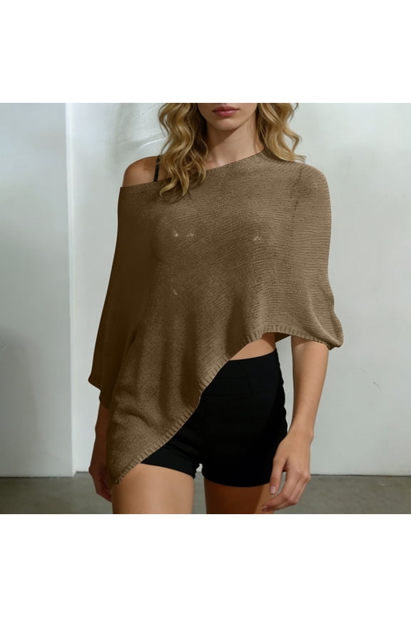 Women's Sheer Poncho Shawl Bat Wing Cape Tops Crochet Cover Up Lightweight Spring Summer Outfits 2026