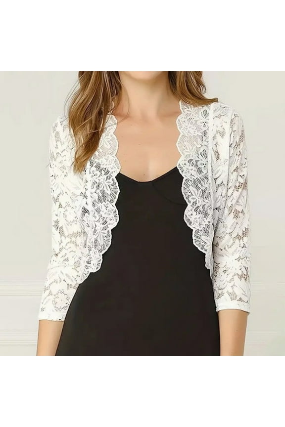 Women's Shrug Short Sleeve Cropped Cardigan Knit Sweaters Open Front Casual Elegant Jacket for Dresses