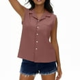 thumbnail image 1 of Neewe Women's Solid Lapel Sleeveless Tank Tops Summer Button Down Shirts Office Ladies Shirts, 1 of 7