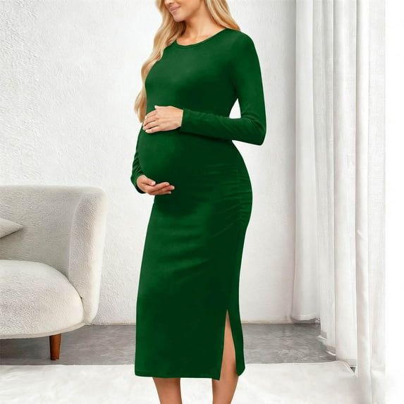 Neewe Women's Split Maternity Dress Long Sleeve Fall Winter Clothes