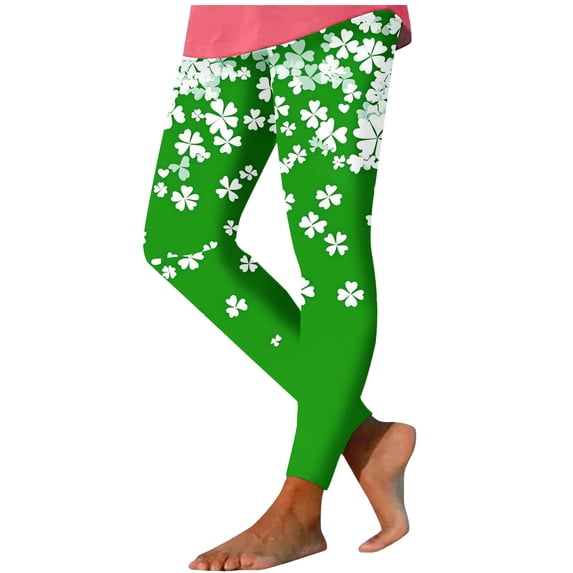 Neewe Women's St. Patrick's Day Printed High Waist Yoga Long Yoga Pant Running Yoga Loose Leisurely Pants-Green 2XL