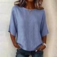 thumbnail image 1 of Neewe Women's Summer Casual Crewneck Half Sleeve T-Shirts Plain Loose Fit Cotton Linen Basic Tops Tees Blouses, 1 of 8
