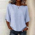 thumbnail image 1 of Neewe Women's Summer Casual Crewneck Half Sleeve T-Shirts Plain Loose Fit Cotton Linen Basic Tops Tees Blouses, 1 of 8