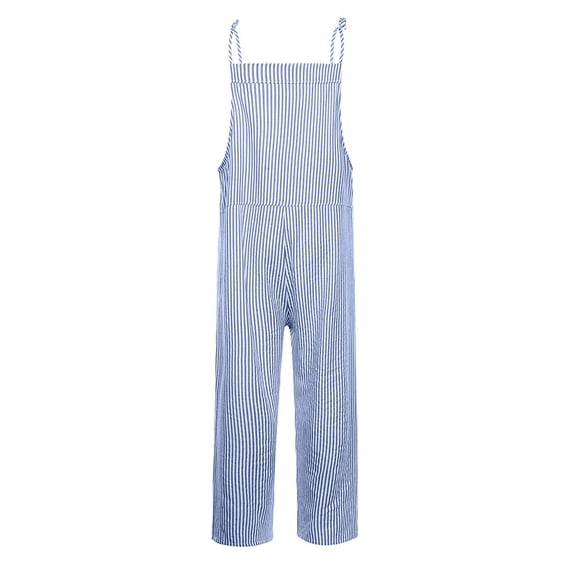 Neewe Women's Summer Jumpsuits Striped Wide Leg Overalls Casual Loose Rompers with Pockets 2026
