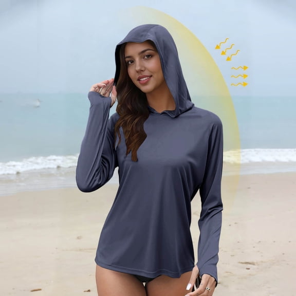 Neewe Women's Sun Protection Hoodie Jacket Lightweight Long Sleeve Pullover Sun Shirt for Hiking Fishing Outdoor