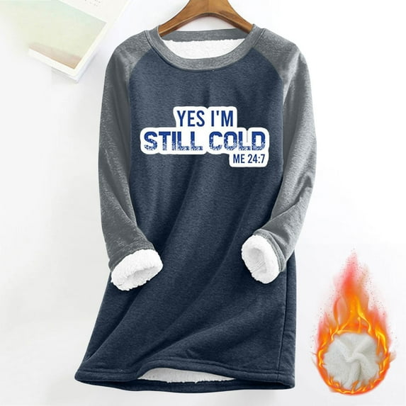 Neewe Women's Thick Fleece Fall Sweatshirts Crewneck Long Sleeve Winter Casual Pullover Soft Warm Shirts Tops