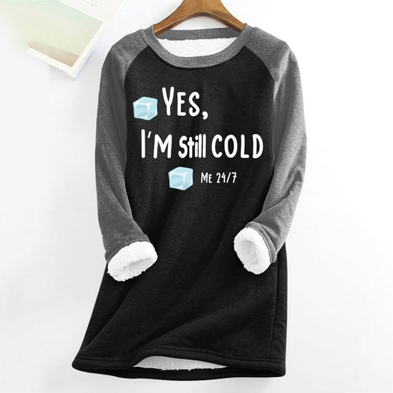 Neewe Women's Thick Fleece Fall Sweatshirts Crewneck Long Sleeve Winter Casual Pullover Soft Warm Shirts Tops