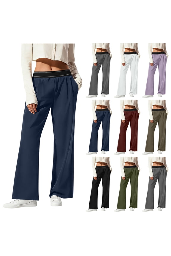 Women's UPF 50+ Wide Leg Pants Casual Loose Yoga High-Waisted Sweatpants Comfy Lounge Pajama Flowy Pants