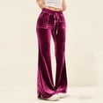 thumbnail image 1 of Neewe Women's Velvet Pants Drawstring High Waist Wide Leg Casual Lounge Pant, 1 of 9