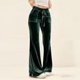 thumbnail image 1 of Neewe Women's Velvet Pants Drawstring High Waist Wide Leg Casual Lounge Pant, 1 of 9