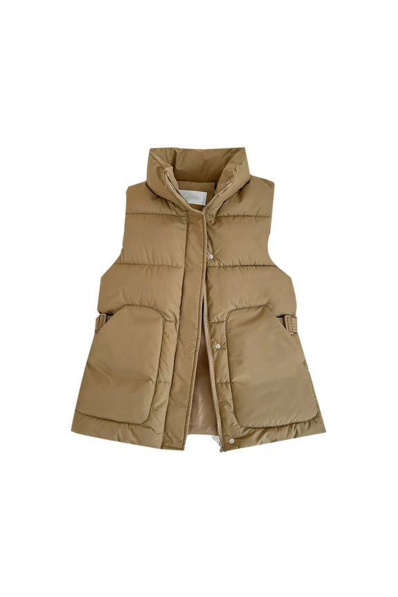 Women's Winter Crop Vest Lightweight Sleeveless Warm Outerwear Puffer Vest Gilet