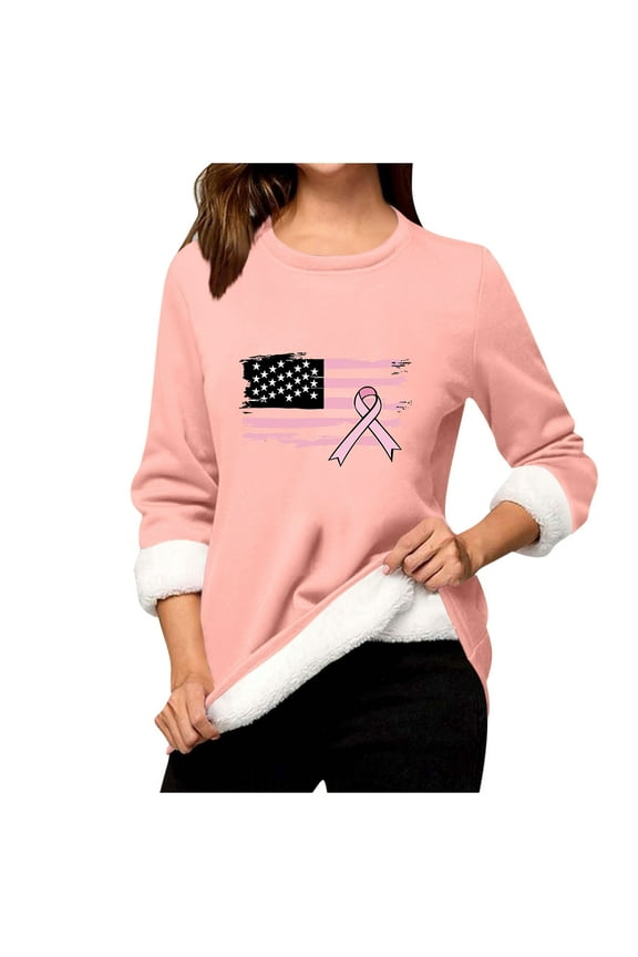 Women's Winter Warm Sherpa Lined Fleece Crewneck Sweatshirt Pullover Loungewear Tunic Tops