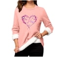 thumbnail image 1 of Neewe Women's Winter Warm Sherpa Lined Fleece Crewneck Sweatshirt Pullover Loungewear Tunic Tops, 1 of 4