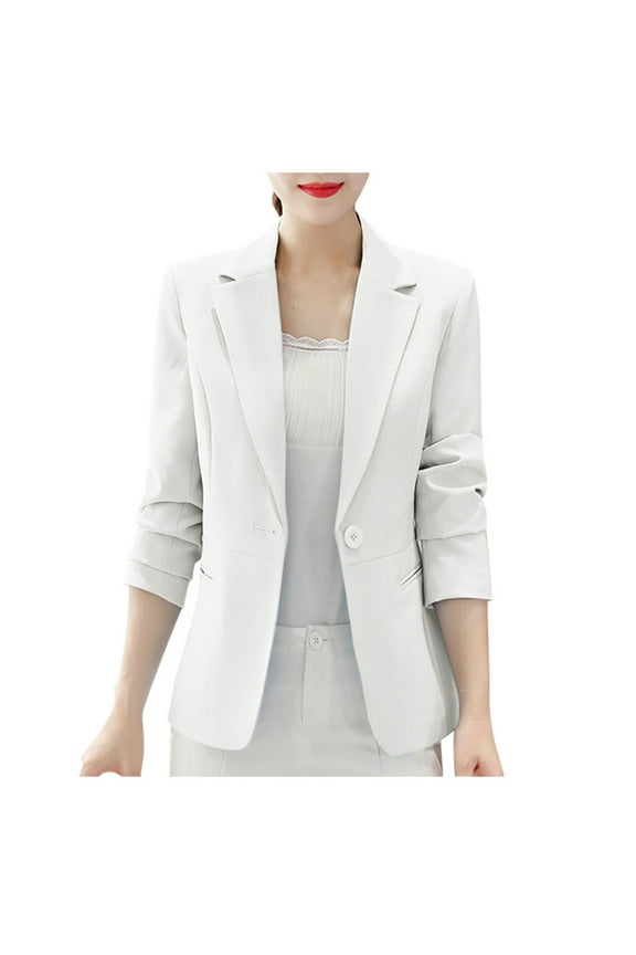 Women's Work Office Blazer Stretch Lapel Collar Long Sleeve Jacket Suit Blazer