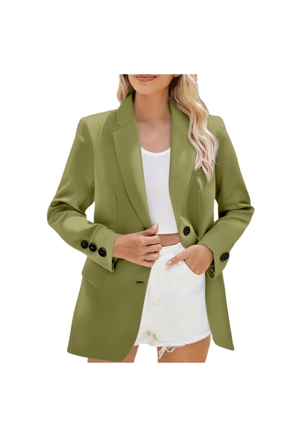 Women's Work Office Blazer Stretch Lapel Collar Long Sleeve Jacket Suit Blazer