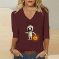 thumbnail image 1 of Neewe Womens 3/4 Length Sleeve Tunic Tops Casual V Neck Shirts Basic Tees Business Work Blouses Halloween Fall 2025 Clothes, 1 of 5