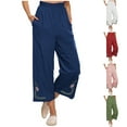 thumbnail image 1 of Neewe Womens Basic Wide Leg Pants Casual Loose Summer Beach Travel Vacation Palazzo Harem Pants with Pockets, 1 of 7