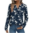 thumbnail image 1 of Neewe Womens Button Down Shirt Long Sleeve Blouse Business Work Tops Dressy Casual Floral Printed Outfits V Neck, 1 of 8
