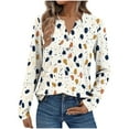 thumbnail image 1 of Neewe Womens Button Down Shirt Long Sleeve Blouse Business Work Tops Dressy Casual Floral Printed Outfits V Neck, 1 of 7