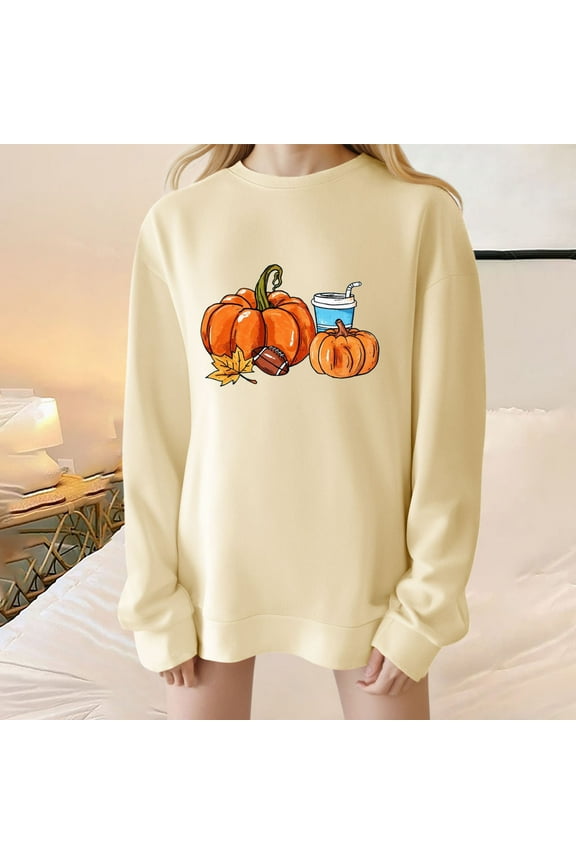 Womens Casual Long Sleeve Sweatshirt Crew Neck Cute Pullover Relaxed Fit Tops