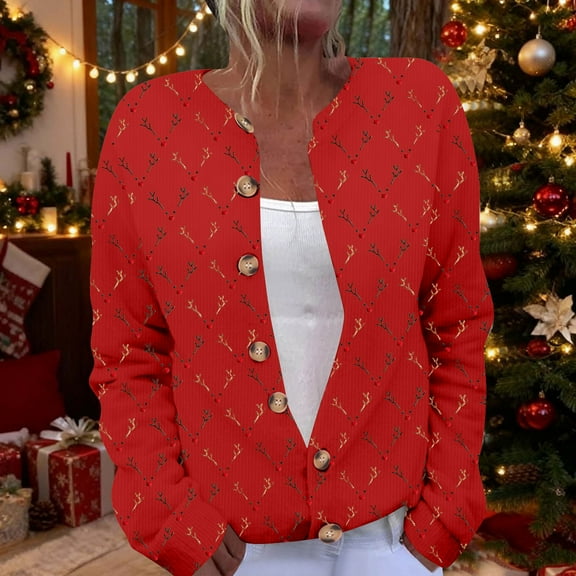 Neewe Womens Christmas Cardigan Sweaters 2025 Fall Long Sleeve Knit Open Front Lightweight Sweater