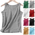 thumbnail image 1 of Neewe Womens Cotton Tank Tops Summer Casual Sleeveless V Neck Camisole Loose Fit Spaghetti Strap Cami Shirts-Black XL, 1 of 7