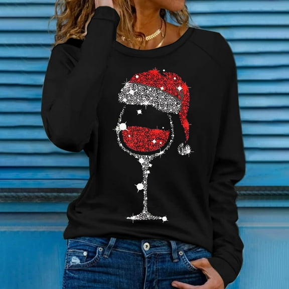 Neewe Womens Crewneck Long Sleeve Tops Casual Dots Fall Christmas 2025 Tshirts Shirts