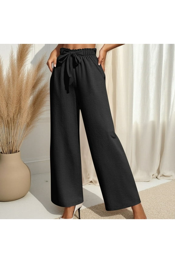 Womens Dress Pants Wide Leg Pull On Stretchy Work Pants Women High Waisted Business Casual Trousers