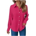 thumbnail image 1 of Neewe Womens Fall Oversized Button Down Shirts Casual Loose Long Sleeve Solid Lapel Long Blouses Tops with Pockets, 1 of 7