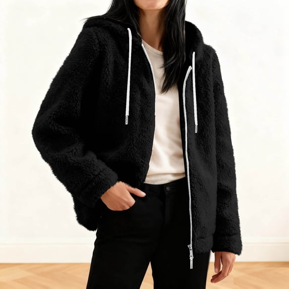 Neewe Womens Fuzzy Sherpa Fleece Jacket Zip Up Oversized Winter Warm Sweatshirt Hoodies 2025