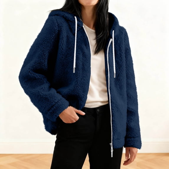 Neewe Womens Fuzzy Sherpa Fleece Jacket Zip Up Oversized Winter Warm Sweatshirt Hoodies 2025