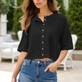 thumbnail image 1 of Neewe Womens Half Sleeve Cardigan Sweaters Cropped Button Down Tops Oversized Lightweight Ribbed Knit Summer Outfits, 1 of 4
