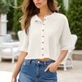 thumbnail image 1 of Neewe Womens Half Sleeve Cardigan Sweaters Cropped Button Down Tops Oversized Lightweight Ribbed Knit Summer Outfits, 1 of 4