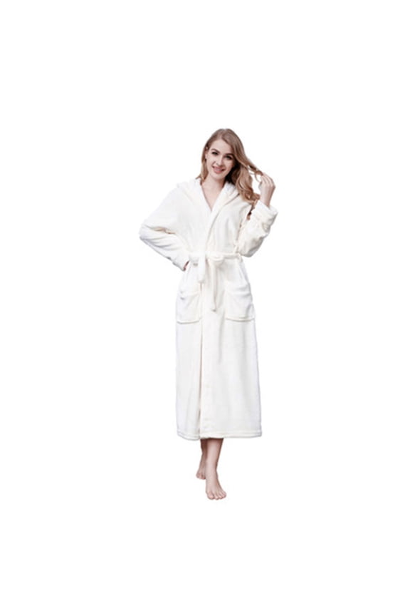 Womens Hooded Fleece Robe, Soft Bathrobe for Womens, Cute Long House Coat