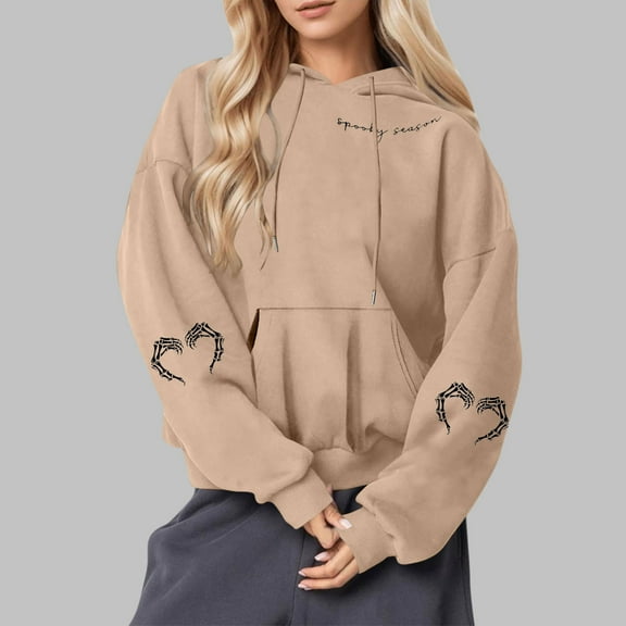 Neewe Womens Hoodies Fall Fashion Outfits Workout Sweatshirts Winter Halloween Oversized Pullover Tops Clothes 2025