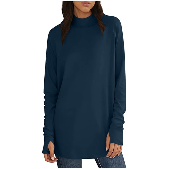 Neewe Womens Long Sleeve Tops Crew Neck T Shirts for Women Tunic Tops with Thumb Holes Fall Outfits for Women