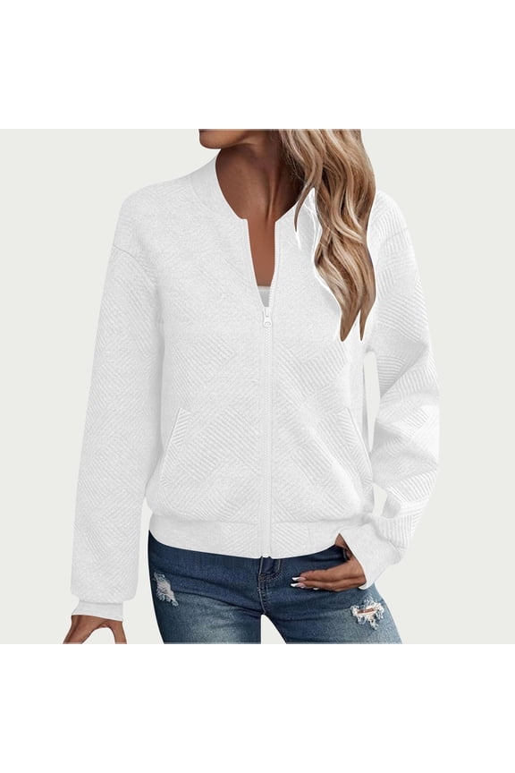 Womens Long Sleeve Zip Up Sweater Cardigans Sweaters Lightweight Zipper Sweatshirts Jacket S-XXL