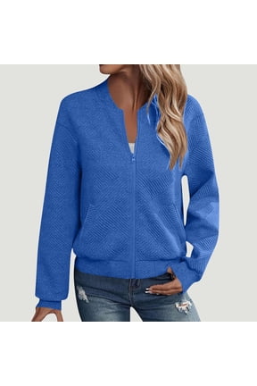 Womens Long Sleeve Zip Up Sweater Cardigans Sweaters Lightweight Zipper Sweatshirts Jacket S-XXL