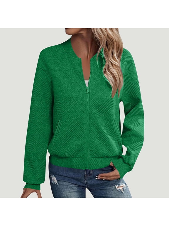 Womens Long Sleeve Zip Up Sweater Cardigans Sweaters Lightweight Zipper Sweatshirts Jacket