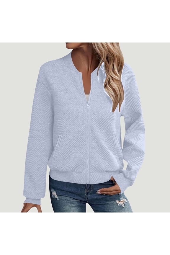 Womens Long Sleeve Zip Up Sweater Cardigans Sweaters Lightweight Zipper Sweatshirts Jacket