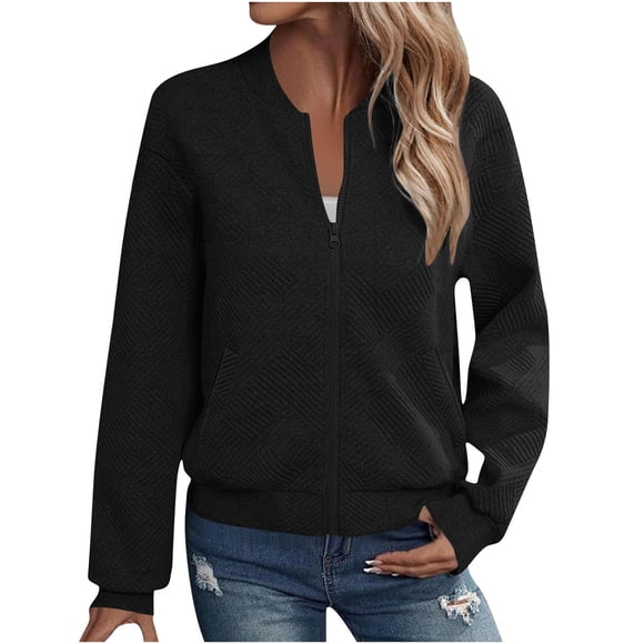 Neewe Womens Long Sleeve Zip Up Sweater Cardigans Sweaters Lightweight Zipper Sweatshirts Jacket