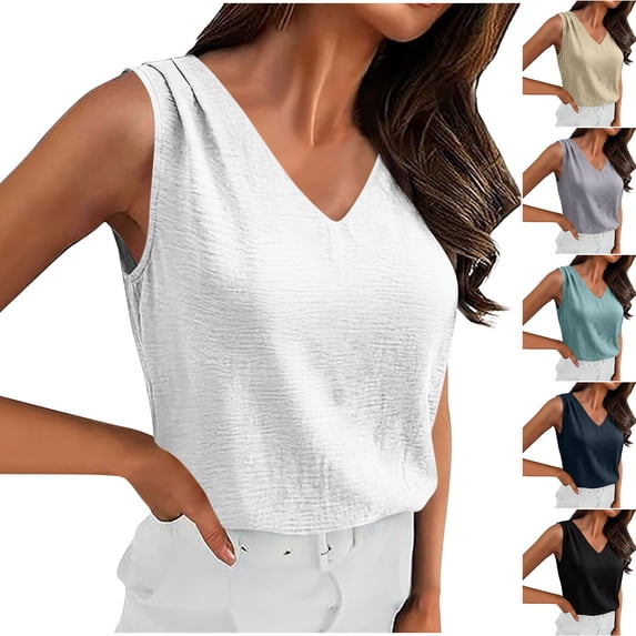 Neewe Womens Loose Fit Casual Flowy Tank Tops Square Neck Trendy Sleeveless Summer Tops Clothes Spring Outfits 2026-White L